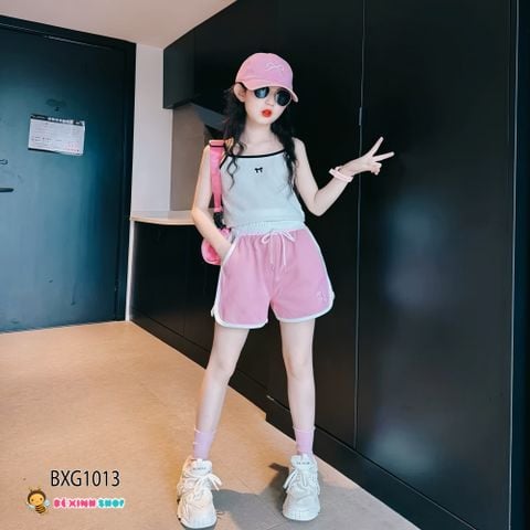Bộ áo dây in nơ quần sort dễ thương cho bé gái BXG1013