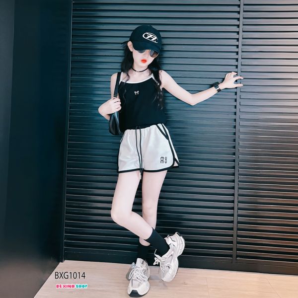 Bộ áo dây in nơ quần sort dễ thương cho bé gái BXG1013