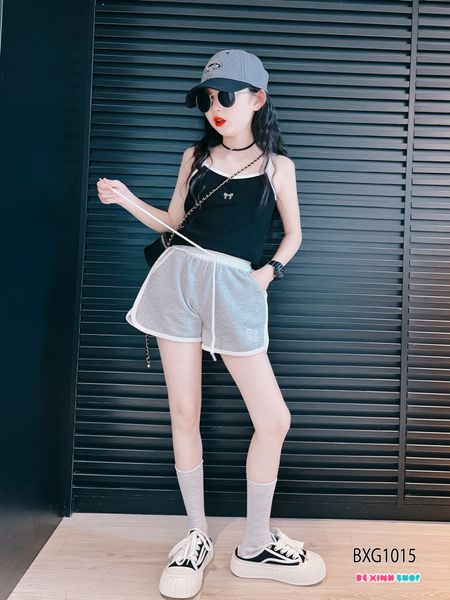 Bộ áo dây in nơ quần sort dễ thương cho bé gái BXG1013