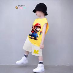 Bộ sát nách mùa Hè Super Mario dễ thương cho bé trai BXG1474
