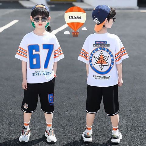 [XẢ KHO] Bộ thun thể thao 67 dễ thương cho bé trai BTB26799