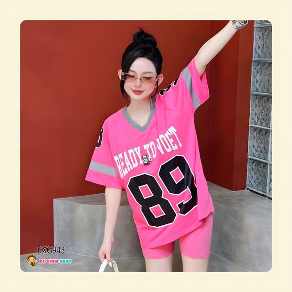 Bộ áo cổ tim quần thun legging thể thao 89 dễ thương cho Mẹ & Bé Gái BXG943