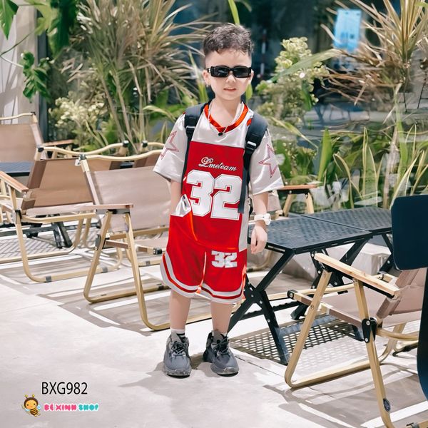 Bộ thể thao tráng bạc 32 dễ thương cho bé trai & bé gái BXG980