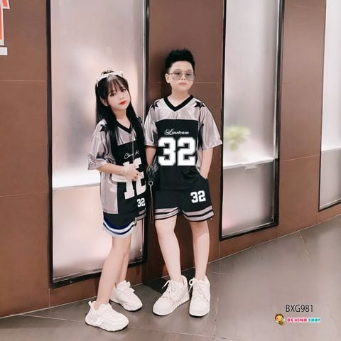 Bộ thể thao tráng bạc 32 dễ thương cho bé trai & bé gái BXG980