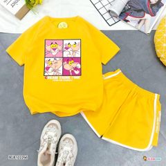 Bộ thun ĐÙI in báo hồng dễ thương cho bé gái BGB122266