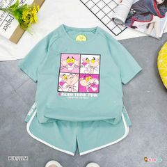 Bộ thun ĐÙI in báo hồng dễ thương cho bé gái BGB122266