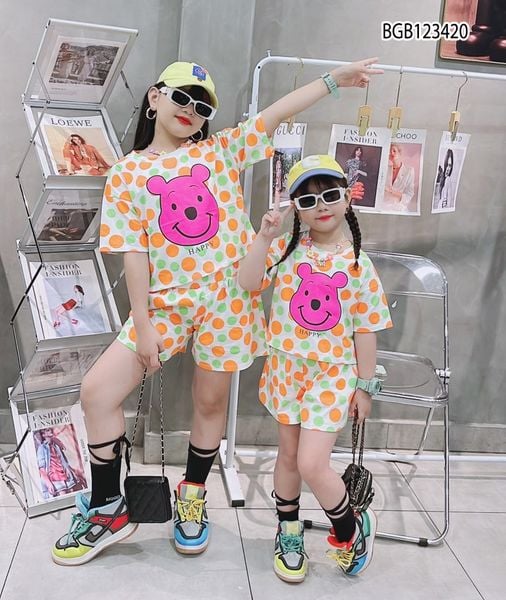 Bộ thun bi in gấu Pooh dễ thương cho bé gái BGB123419