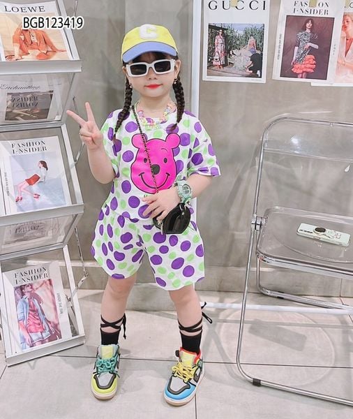 Bộ thun bi in gấu Pooh dễ thương cho bé gái BGB123419