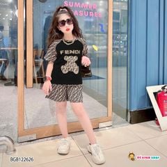 Bộ thun gấu Fendi dễ thương cho bé gái BGB122626