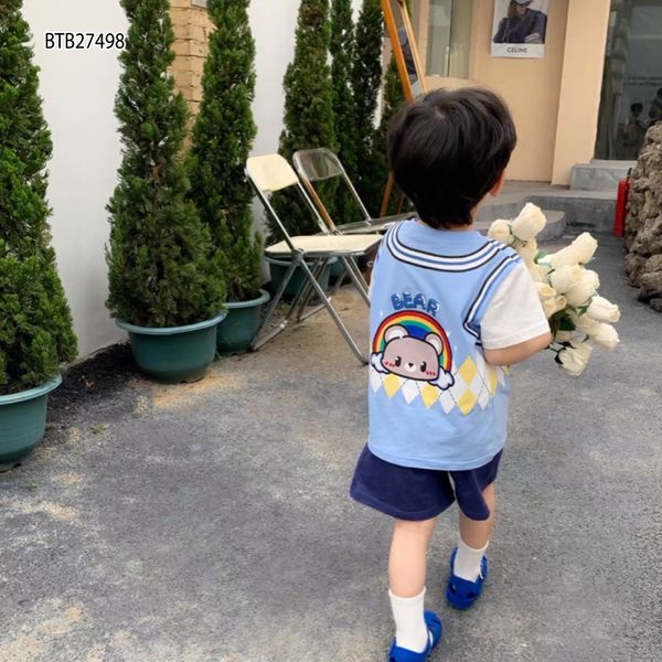 Bộ thun in gấu nơ cà vạt dễ thương cho bé trai & bé gái BTB27498