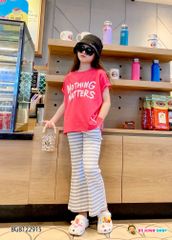 Set áo chữ NOTHING quần loe sọc dễ thương cho bé gái BGB122915