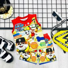 Bộ sát nách in 3D dễ thương cho bé trai ngày hè BTB27687