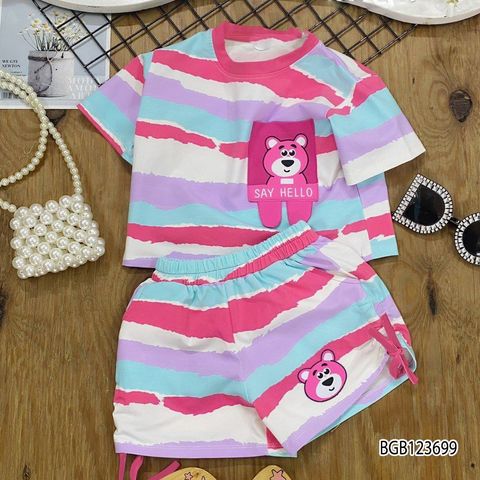 [XẢ KHO] Bộ thun sọc túi gấu dễ thương cho bé gái BGB123698