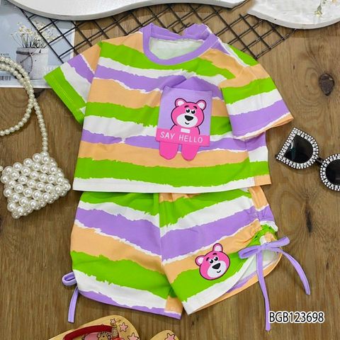 [XẢ KHO] Bộ thun sọc túi gấu dễ thương cho bé gái BGB123698