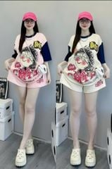 Đồ bộ thun cotton bé tóc xù dễ thương cho bé gái BXG767