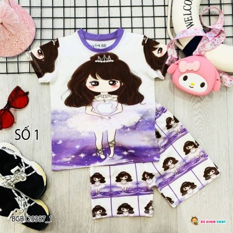 [XẢ KHO] Bộ thun lạnh 3D hình Chibi dễ thương cho bé gái BGB120387