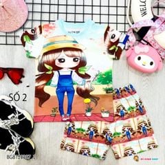 [XẢ KHO] Bộ thun lạnh 3D hình Chibi dễ thương cho bé gái BGB120387