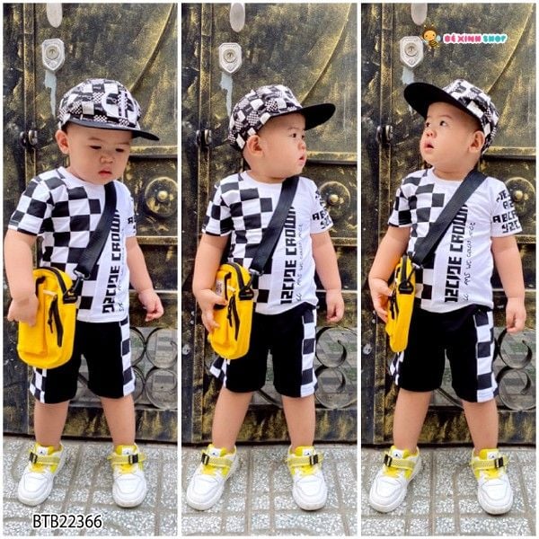 [XẢ KHO] Bộ phối caro thể thao thương cho bé trai BTB22366