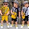 Bộ phối caro thể thao thương cho bé trai BTB22366