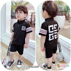 [XẢ KHO] Bộ thun cổ trụ hoa văn dễ thương cho bé trai BTB22208