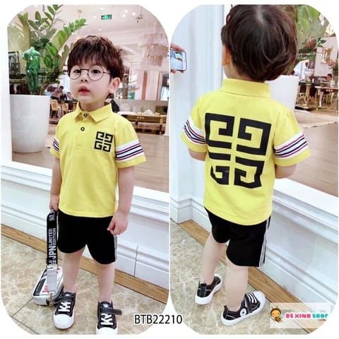 [XẢ KHO] Bộ thun cổ trụ hoa văn dễ thương cho bé trai BTB22208