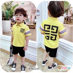 [XẢ KHO] Bộ thun cổ trụ hoa văn dễ thương cho bé trai BTB22208