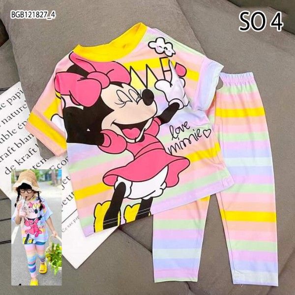 Bộ thun lạnh 3D quần dài CẦU VỒNG dễ thương cho bé gái BGB121827