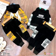 [XẢ KHO]  Set áo nón đôi cánh phối vải caro dễ thương cho bé trai BTB21483