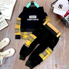 [XẢ KHO]  Set áo nón đôi cánh phối vải caro dễ thương cho bé trai BTB21483