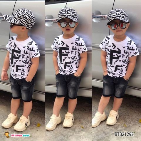 [XẢ KHO] Set jeans áo in chữ F dễ thương cho bé trai BTB21292