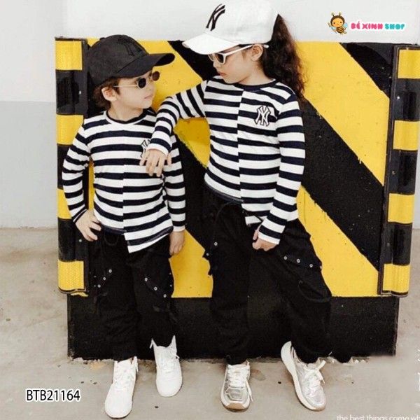 [XẢ KHO] Bộ dài tay lệch tà NY dễ thương cho bé trai BTB21161