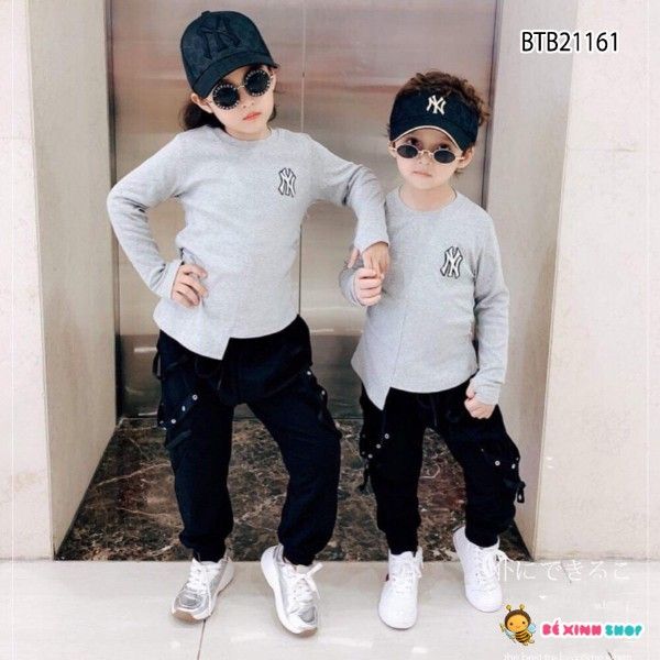 [XẢ KHO] Bộ dài tay lệch tà NY dễ thương cho bé trai BTB21161