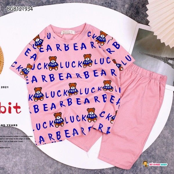 Bộ lửng in gấu BEAR LUCK dễ thương cho bé gái BGB121932