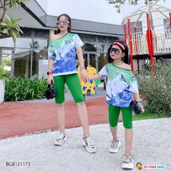 Bộ lửng in logo Chanel loang dễ thương cho bé gái BGB121172