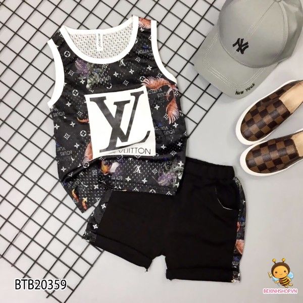 [XẢ KHO] Bộ sát nách thun lưới LV dễ thương cho bé trai BTB20359