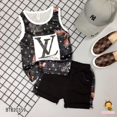 [XẢ KHO] Bộ sát nách thun lưới LV dễ thương cho bé trai BTB20359