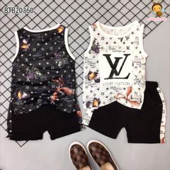 [XẢ KHO] Bộ sát nách thun lưới LV dễ thương cho bé trai BTB20359