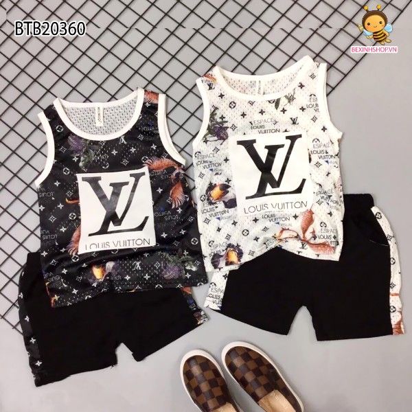 [XẢ KHO] Bộ sát nách thun lưới LV dễ thương cho bé trai BTB20359