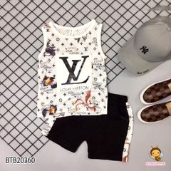 [XẢ KHO] Bộ sát nách thun lưới LV dễ thương cho bé trai BTB20359