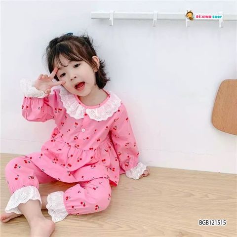 [XẢ KHO] Bộ dài cổ sen cherry dễ thương cho bé gái BGB121515