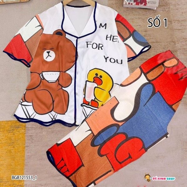 [XẢ KHO] Bộ pijama lụa họa tiết dễ thương cho bé gái BGB121553