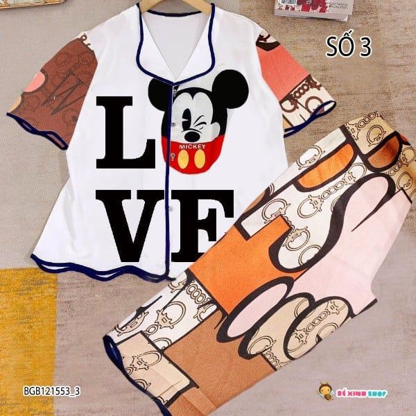 [XẢ KHO] Bộ pijama lụa họa tiết dễ thương cho bé gái BGB121553