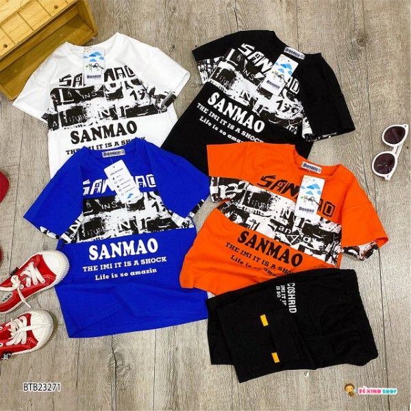 [XẢ KHO] Bộ phối túi hộp SANMAO dễ thương cho bé trai BTB23271