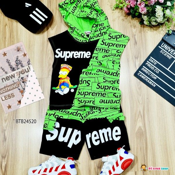 [XẢ KHO] Bộ thun in chữ SUPERIME dễ thương cho bé trai BTB24520