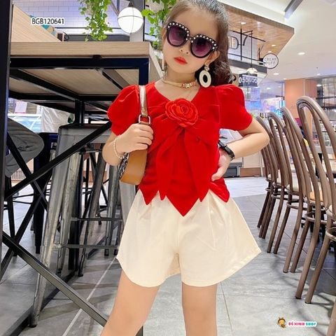 [XẢ KHO] Set áo nơ to quần sort dễ thương cho bé gái BGB120641