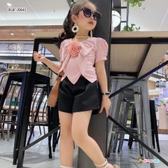 [XẢ KHO] Set áo nơ to quần sort dễ thương cho bé gái BGB120641