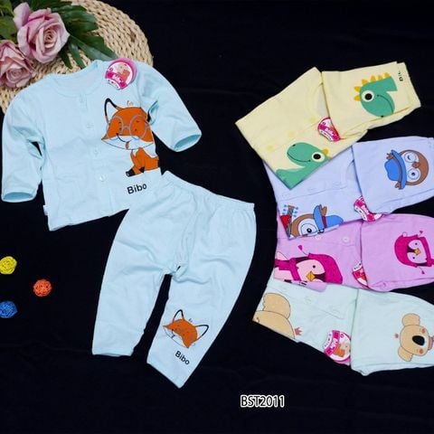 Bộ sơ sinh (hình in ngẫu nhiên) tay dài MÀU cho bé 0 - 9 tháng BST2011