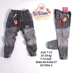 Quần jeans dài JOGGER kèm phụ kiện cho bé trai 35-50kg