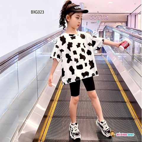 [XẢ KHO] Bộ quần áo bé gái Bò Sữa quần legging BXG024