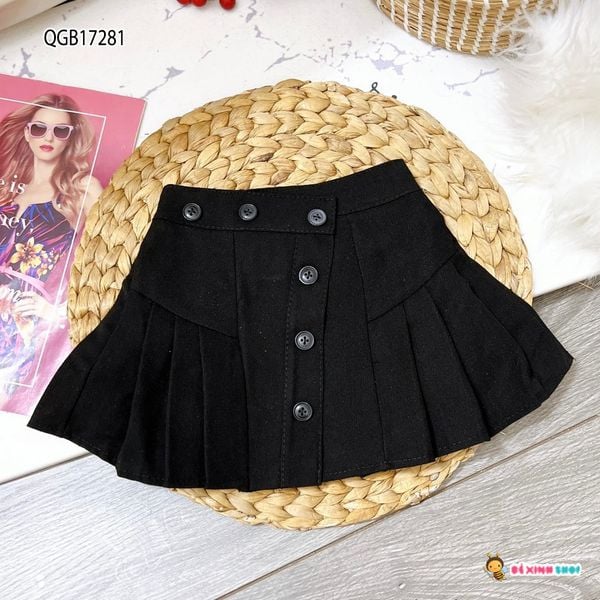 [XẢ KHO] Chân váy xếp ly phối nút dễ thương cho bé gái QGB17280